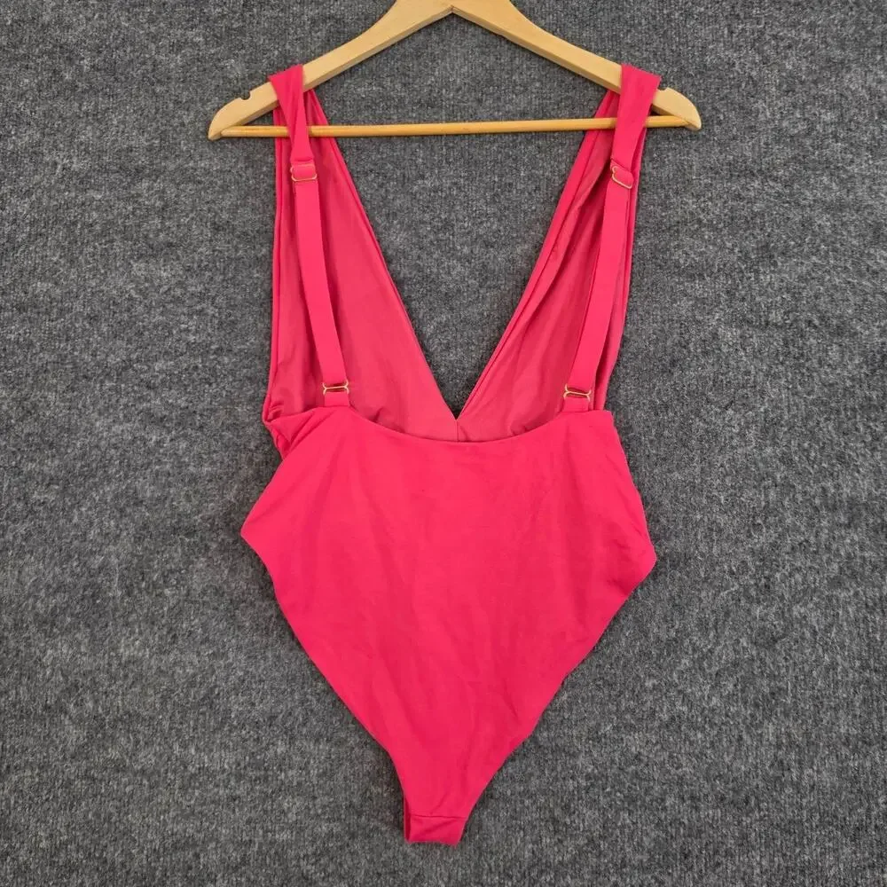 Agua Bendita Swimsuit Large Luau Ellis One Piece Pink Twist Front Beach Pool